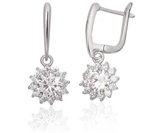 Diamond Sky Jewelry Sidabriniai auskarai su cirkoniais „Akmeninė Gėlė VIII“