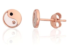Diamond Sky Jewelry Sidabriniai auskarai su cirkoniais ir perlamutru „Yin Yang“