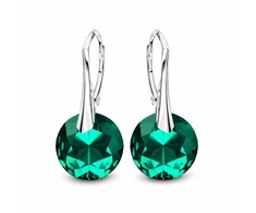 Diamond Sky Jewelry Sidabriniai auskarai moterims DiamondSky „Marianne (Emerald)“ su Swarovski kristalais