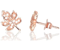 Diamond Sky Jewelry Sidabriniai auskarai-vinukai su cirkoniais „Auksinis Lapas“