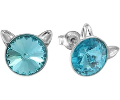 Diamond Sky Jewelry Sidabriniai auskarai „Cat (Light Turquoise)“ su Swarovski® kristalais