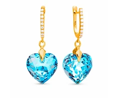 Diamond Sky Jewelry Sidabriniai auskarai „Romantic Heart III (Aquamarine Shimmer)“ su Swarovski® kristalais