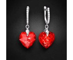 Diamond Sky Jewelry Sidabriniai auskarai „Romantic Heart III R (Light Siam)“ su Swarovski® kristalais