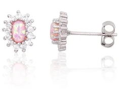 Diamond Sky Jewelry Sidabriniai auskarai su cirkoniais ir opalitu „Mėnulio Žavesys VIII“