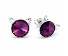 Diamond Sky Jewelry Sidabriniai auskarai „Cat (Amethyst)“ su Swarovski® kristalais