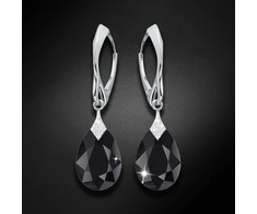 Diamond Sky Jewelry Sidabriniai auskarai „Moon Shine (Jet)“ su Swarovski® kristalais