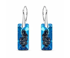Diamond Sky Jewelry Sidabriniai auskarai moterims DiamondSky „Growing Crystal II (Bermuda Mėlyna)„ su Swarovski kristalais