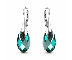 Diamond Sky Jewelry Sidabriniai auskarai „Baroque II (Emerald Light Chrome)“ su Swarovski® kristalais