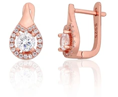 Diamond Sky Jewelry Sidabriniai auskarai su cirkoniais „Golden Ray“