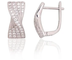 Diamond Sky Jewelry Sidabriniai auskarai su cirkoniais „Golden Sparks II“