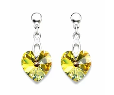 Diamond Sky Jewelry Sidabriniai auskarai „Romantic Heart II (Aurora Borealis)“ su Swarovski® kristalais