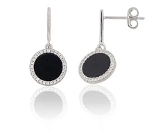 Diamond Sky Jewelry Sidabriniai auskarai su cirkoniais ir oniksu „Midnight Medallion II“