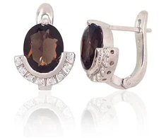 Diamond Sky Jewelry Sidabriniai auskarai su cirkoniais ir kvarcu „Ferro IX“