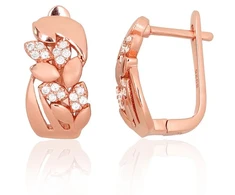 Diamond Sky Jewelry Sidabriniai auskarai su cirkoniais „Auksinė Gėlė III“