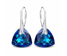 Diamond Sky Jewelry Sidabriniai auskarai „Evening Shine (Bermuda Mėlyna)“ su Swarovski® kristalais