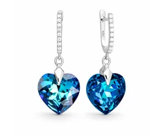 Diamond Sky Jewelry Sidabriniai auskarai „Romantic Heart III R (Bermuda Mėlyna)“ su Swarovski® kristalais