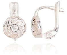 Diamond Sky Jewelry Sidabriniai auskarai „Lace Petal“
