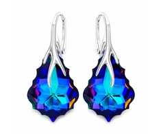 Diamond Sky Jewelry Sidabriniai auskarai „Baroque VI“ (Meridian Mėlyna) iš 925 prabos sidabro su Swarovski kristalais