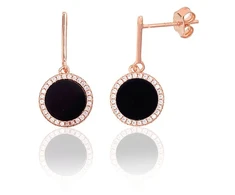 Diamond Sky Jewelry Sidabriniai auskarai su cirkoniais ir oniksu „Midnight Medallion“