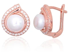 Diamond Sky Jewelry Sidabriniai auskarai su cirkoniais ir perlais „Pearl Muse“