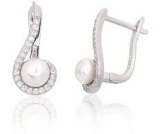 Diamond Sky Jewelry Sidabriniai auskarai su cirkoniais ir perlais „Galos V“