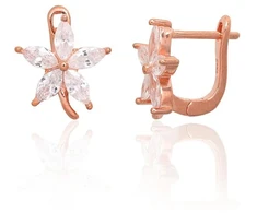 Diamond Sky Jewelry Sidabriniai auskarai su cirkoniais „Auksinė Gėlė IX“
