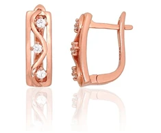 Diamond Sky Jewelry Sidabriniai auskarai su cirkoniais „Golden Lattice“
