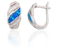 Diamond Sky Jewelry Sidabriniai auskarai su cirkoniais ir opalitu „Mėnulio Žavesys“
