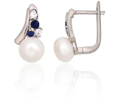 Diamond Sky Jewelry Sidabriniai auskarai su cirkoniais ir perlais „Sielos Veidrodis II“