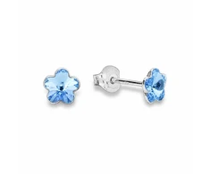 Diamond Sky Jewelry Sidabriniai auskarai moterims Diamond Sky „Sunny Flower II (Aquamarine)“ su Swarovski kristalais
