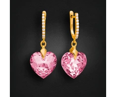 Diamond Sky Jewelry Sidabriniai auskarai „Romantic Heart III (Rose)“ su Swarovski® kristalais