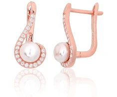 Diamond Sky Jewelry Sidabriniai auskarai su cirkoniais ir perlais „Galos VI“