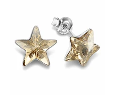 Diamond Sky Jewelry Sidabriniai auskarai „Star (Golden Shadow)“ su Swarovski® kristalais