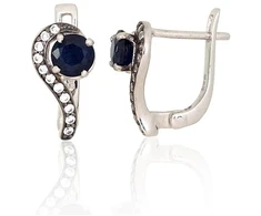 Diamond Sky Jewelry Sidabriniai auskarai su cirkoniais ir safyrais „Melody III“