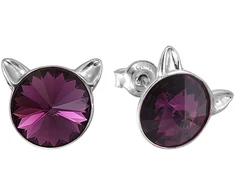 Diamond Sky Jewelry Sidabriniai auskarai „Cat (Amethyst)“ su Swarovski® kristalais