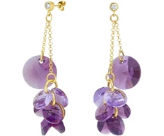 Diamond Sky Jewelry Sidabriniai auskarai „Orchid (Iris / Violet)“ su Swarovski® kristalais