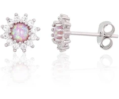 Diamond Sky Jewelry Sidabriniai auskarai su cirkoniais ir opalitu „Mėnulio Žavesys XII“