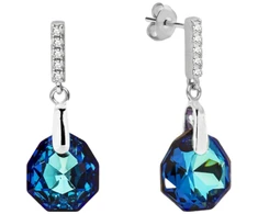 Diamond Sky Jewelry Sidabriniai auskarai „Calathea (Bermuda Mėlyna)“ su Swarovski® kristalais