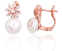 Diamond Sky Jewelry Sidabriniai auskarai su cirkoniais ir perlais „Galos VII“