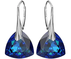 Diamond Sky Jewelry Sidabriniai auskarai „Evening Shine (Bermuda Mėlyna)“ su Swarovski® kristalais