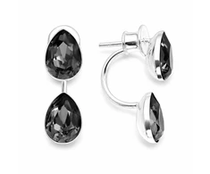 Diamond Sky Jewelry Sidabriniai auskarai „Dew Drop (Sidabrinis Night)“ su Swarovski® kristalais