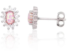 Diamond Sky Jewelry Sidabriniai auskarai su cirkoniais ir opalitu „Mėnulio Žavesys VIII“