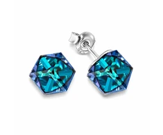 Diamond Sky Jewelry Sidabriniai auskarai „Rubicon II (Bermuda Mėlyna)“ su Swarovski® kristalais
