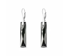 Diamond Sky Jewelry Sidabriniai auskarai moterims DiamondSky „Deluxe (Jet)“ su Swarovski kristalais