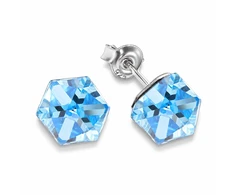 Diamond Sky Jewelry Sidabriniai auskarai moterims DiamondSky „Rubicon II (Aquamarine Mėlyna)„ su Swarovski kristalais