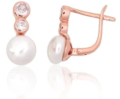 Diamond Sky Jewelry Sidabriniai auskarai su cirkoniais ir perlais „Galos IX“