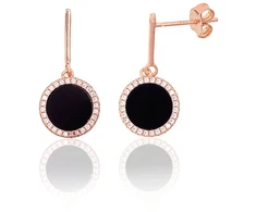 Diamond Sky Jewelry Sidabriniai auskarai su cirkoniais ir oniksu „Midnight Medallion“