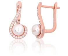 Diamond Sky Jewelry Sidabriniai auskarai su cirkoniais ir perlais „Galos VI“