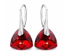 Diamond Sky Jewelry Sidabriniai auskarai „Evening Shine“ (Light Siam Comet Argent Light) iš 925 prabos sidabro su Swarovski kristalais
