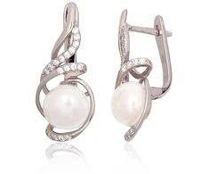 Diamond Sky Jewelry Sidabriniai auskarai su cirkoniais ir perlais „Fabiola VI“